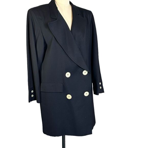 Valentino Miss V Vintage Double Breasted Navy Wool Blazer Dress| Size M - Picture 7 of 13